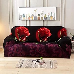 Couverture de Canapé Extensible Fourreaux Canapé, tout compris antidérapants Siège 1-4 Personnes Combiné, Four Seasons général Polyester Salon Canapé Ensembles, Roses 145x185cm Couverture de canapé