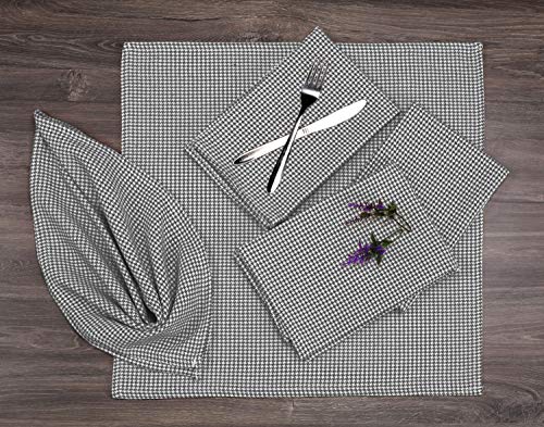 Native Fab Houndstooth Vintage Cloth Dinner Napkins Set of 12 Cotton 18x18 Soft Absorbent Restaurant Hotel Quality - Everyday Easy Care Washable Wedding Dinner Napkins Bulk - Grey