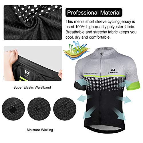 LAMEDA Cycling Jersey Mens Short Sleeve Top Bike Shirt Summer Grey L - Image 5