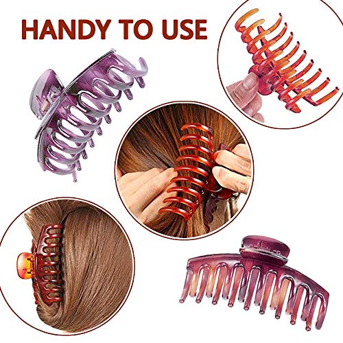 Large Hair Claw Clips 6Pcs Hair Clips For Women Colorful Hair Claws For Thick Fine Hairs（With 6Pcs Mini Hair Grips ） #TOP3