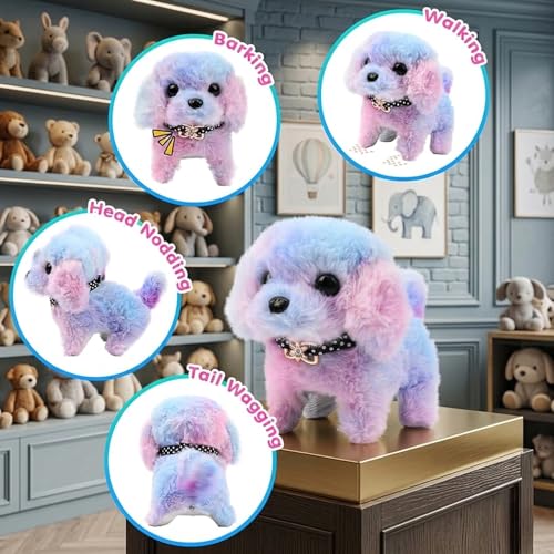 Image of GITGRNTH Walking Talking Rainbow Dog Toy for Kids with Battery Operated Fun - Cute Puppy Toy with Barking, Jumping, Nose Twitching & Voice Repeat, Interactive for Toddlers, Boys & Girls Gift