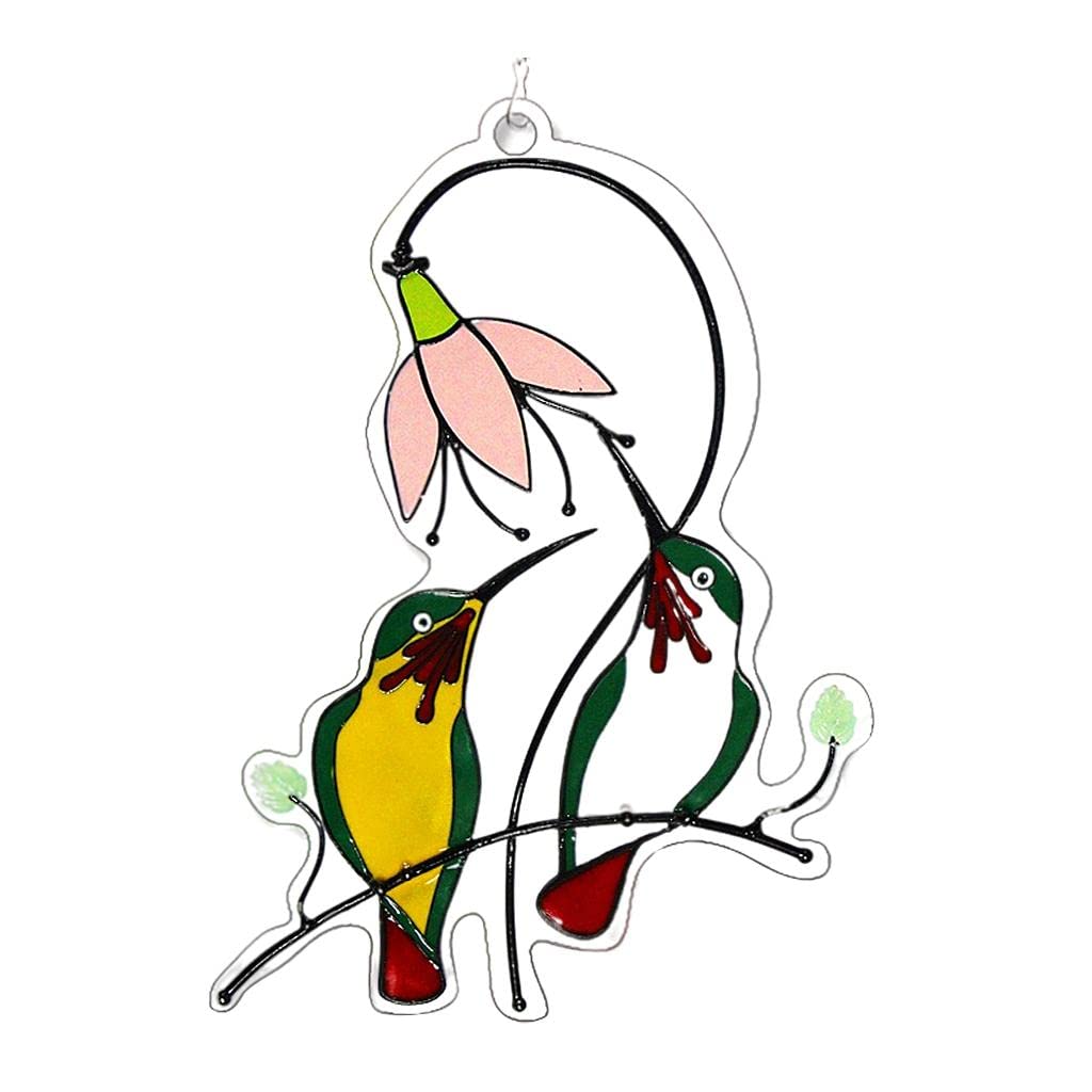 Stained Glass Birds Window Panel Hanging Suncatcher 13.8x19.3cm Green | Suncatchers & Mobiles Home Déco-image-21