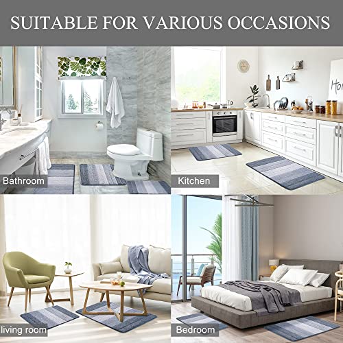 Ombre-Badteppich-Set, rutschfest, U-förmig, schnelltrocknend, ultraweich, wasserabsorbierend, Teppich für Badezimmer, Schlafzimmer und Wohnzimmer, maschinenwaschbar, blaues Dekor – Bild 7