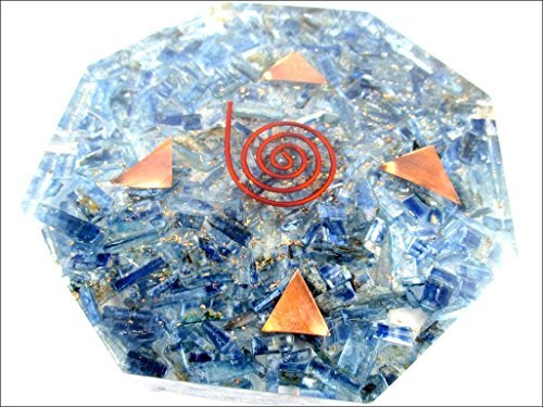 Jet Blue Kyanite Orgone Octagon Vastu Plate Energy Generator Crystal Gemstones Unique Home Decor Vastu Balancing Plate
