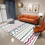 DJHWWD Alfombras Dormitorio Salon BLU 120x120CM Alfombra Retro Geométrica Lavable Suave Roja carpete Sala Grande