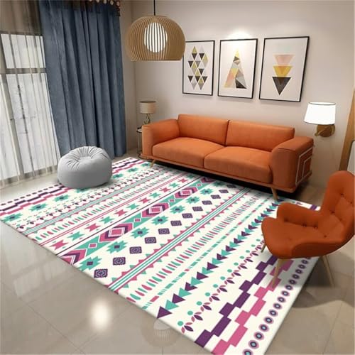 Tapis lavable doux géométrique 140x200cm idéal pour un entretien facile