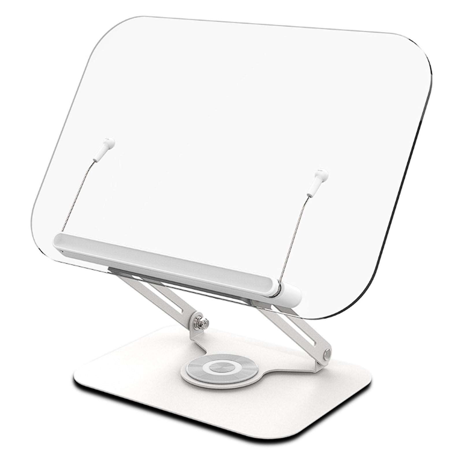 Pupitre de lecture transparent en acrylique rotatif à 360° avec son mécanique, hauteur et angle réglables Livre de cuisine