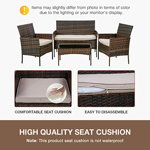 image for PayLessHere Patio Furniture 4 Pieces Outdoor Indoor Use Rattan Chairs 