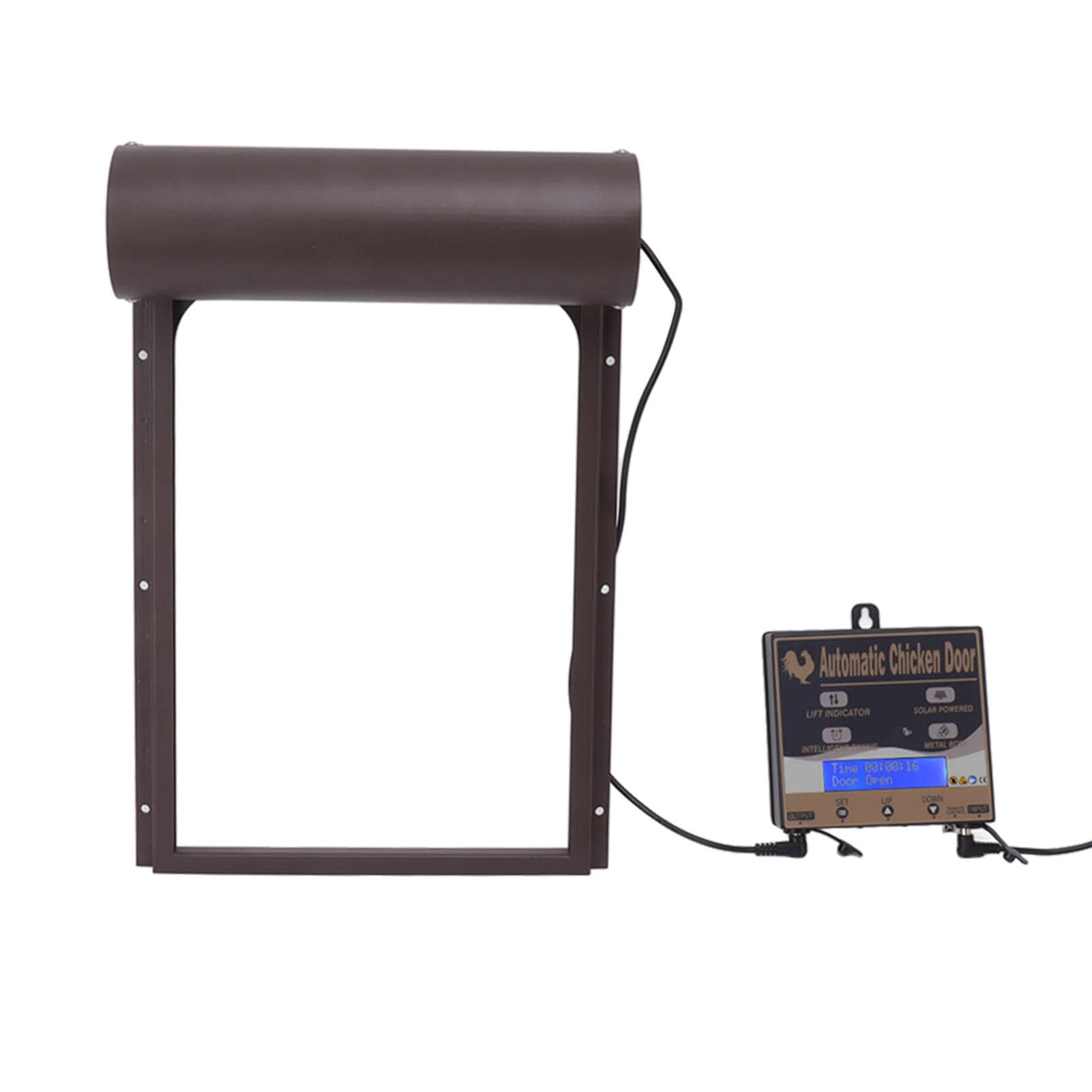 Puerta AUTOMÁTICA para GALLINERO con ENERGÍA Solar, Segura, Duradera, FÁCIL DE Usar, CÁMARA, DETECCIÓN REMOTA, Ideal para Aves DE Corral (Marrón)