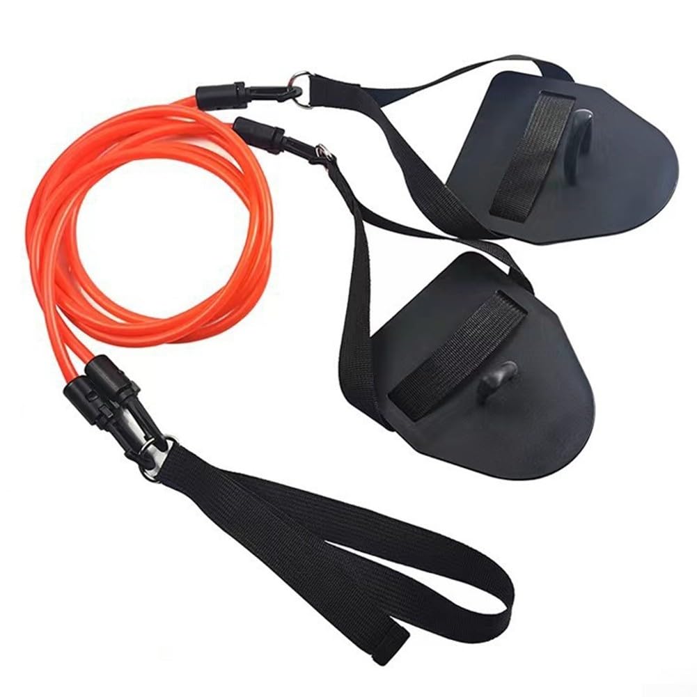 TDCuizent Dryland Swim Trainer Arms Strength Training Resistance Band Set with Paddles Detachable Elastic Hook Swimming Exercise Equipment for Indoor Outdoor Use High Elastic TPE Material(Red 30lb)