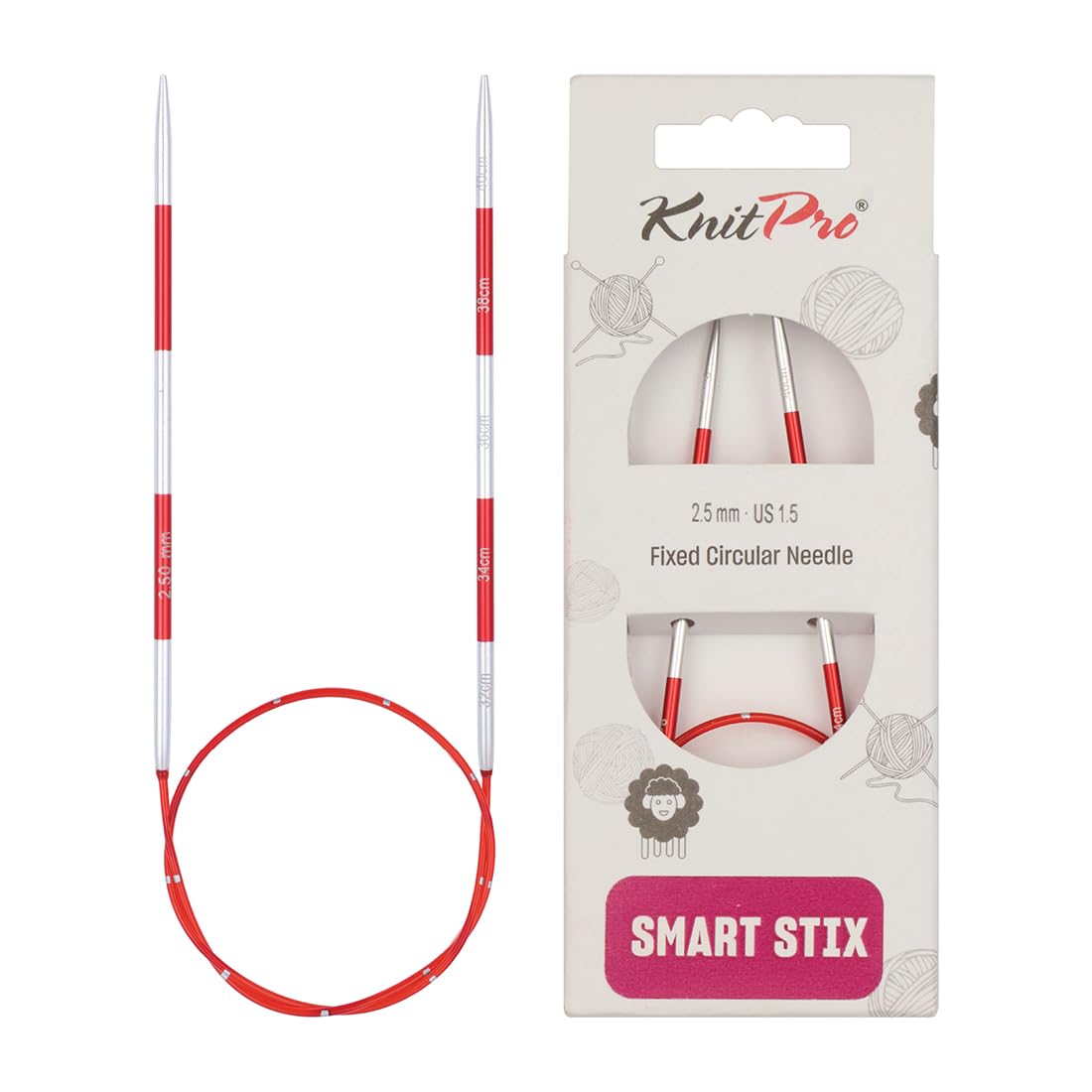 KnitPro Smartstix Fixed Circular Needles 16" (40cm) | 2.50mm