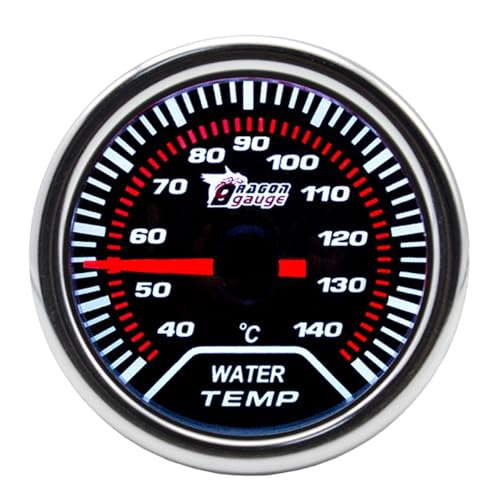 LKRXW Auto Jauge de Température d'eau 52mm Température l'eau Manometre Avec Capteur 12V Blanc Lumière Aiguille Temp Jauge Voiture Eau Pointeur Indicateur...