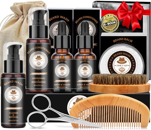 Gifts for Men,XIKEZAN Beard Care & Trimming Kit with Sandalwood B...