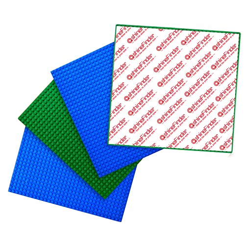shineFinder 4 Plate Set Building Compatible With Lego Blocks, 25.5 x 25.5 cm, Peel and Stick Base for Table Top Wall