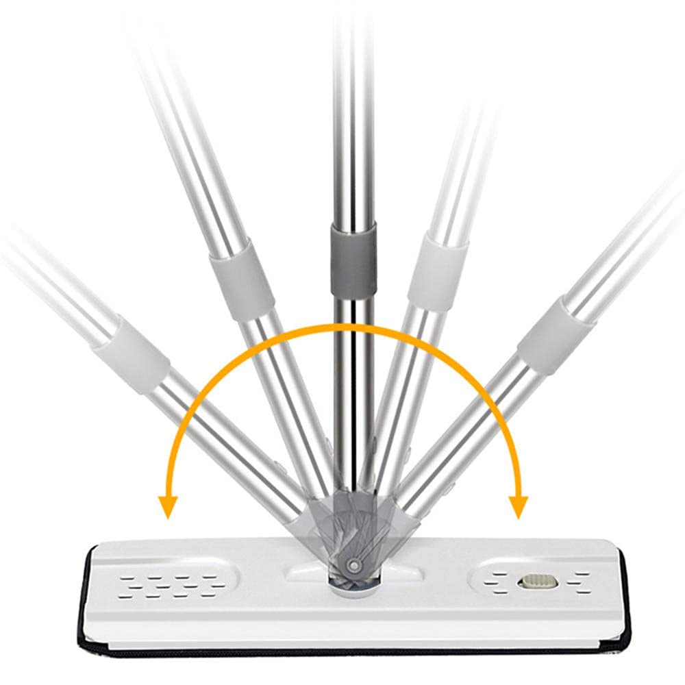 Set di Mocio Piatto e Secchio Mop per la Pulizia Mop Autolavante e Asciutto con 4 Cuscinetti per Mocio Riutilizzabili Microfibra in Microfibra per a 360 gradi Acciaio inox Mop Piatto