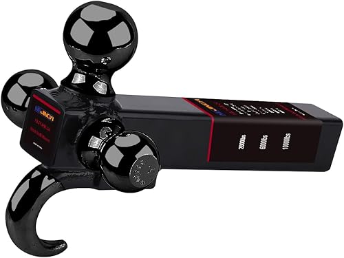 Miniatura 5 de NBJINGYI Enganche de remolque de 2 pulgadas con gancho de 1-7/8 pulgadas, 2 pulgadas, 2-5/16 pulgadas, bolas y gancho chapados en negro