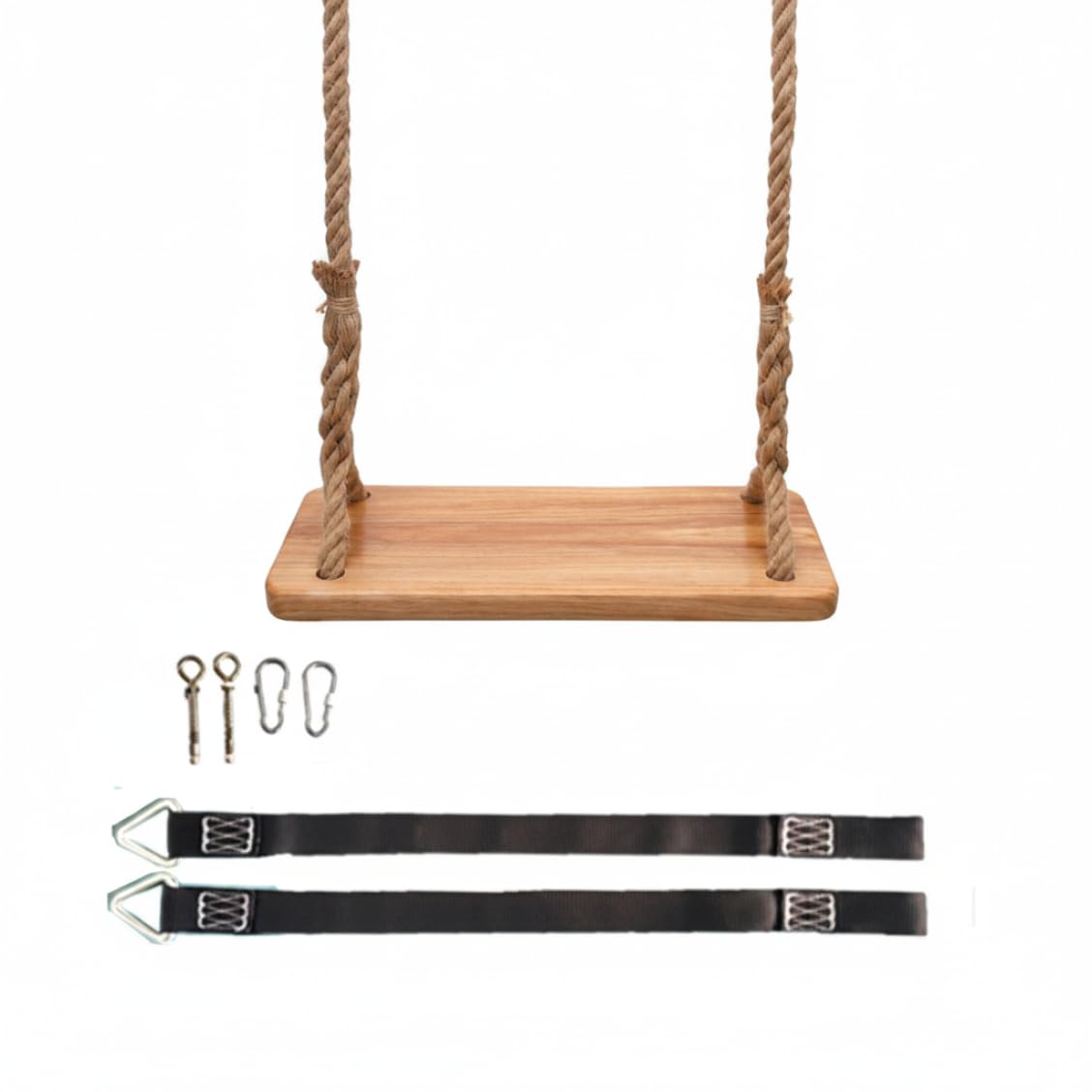 Altalena da giardino per adulti, altalena in legno per bambini e adulti, alternativa al trapezio in olmo spesso con corda resistente, giardino interno/esterno con capacità di 660 libbre, sedile 15, 75