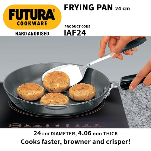 Image of Hawkins Futura 25 cm Frying Pan, Hard Anodised Fry Pan, Induction Frying Pan, Black (IAF25)