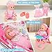 Baby Doll Stroller Toy Set with 12.5'' Doll and Accessories- 2 Doll Clothes, Diaper, Dining Chair, Pacifier, Storage Bag, Baby Doll Stroller Toys for Girls Toddlers 3-5 4-6 5-7 Gifts for Pretend Play