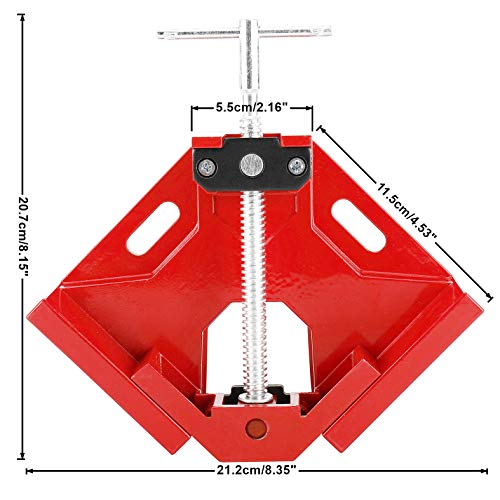 HighFree Right Angle Corner Clamp T-shaped Handle 90 Degree Clamp Aluminum Alloy Angle Right Clamp with Adjustable Swing Jaw for Woodworking Photo Frame Vise Holder (Red)