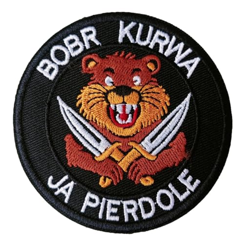 Patch BOBR KURWA Klett Patches Lustiger Stickerei Aufnäher Militär Abzeichen für Taktische Kleidung Rucksack Baseballkappe Uniform