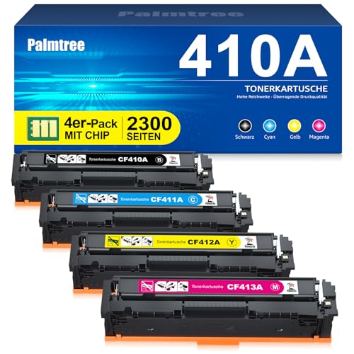 Palmtree 410A Toner Kompatibel für HP 410X Multipack CF410A CF410X Druckerpatronen für HP MFP M477fdw Toner Color LaserJet Pro MFP M477fdw M477fdn M452nw M377dw M452dn M452dw M477dw M477 (4er-Pack)