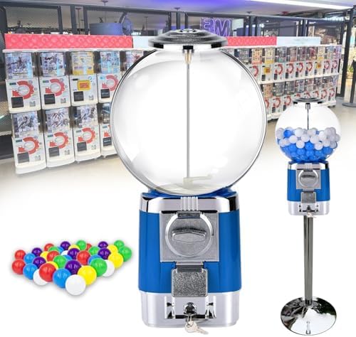 Vending Machine with Metal Stand & 20 Colorful Capsules, Commercial Gumball Machine, No Coin Needed for Gashapon, 240 3.2cm Toy Capsules, White