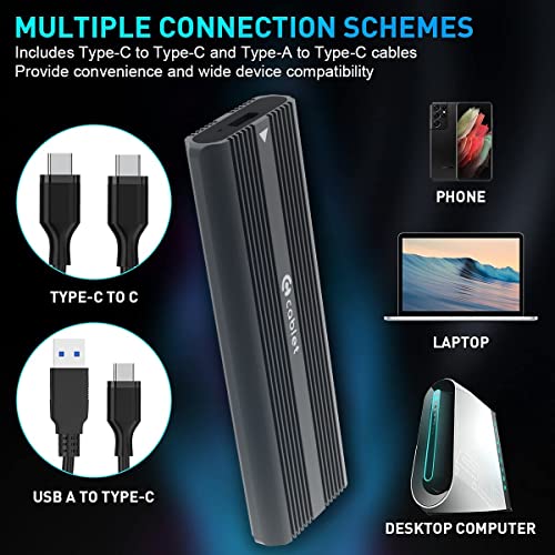 Cablet M.2 NVMe SSD Enclosure USB 3.1 Gen2 10Gbps for 2230/2242/2260/2280 M-Key PCIe SSD, Supports UASP Max 2TB, Tool Free Design (SSD Not Included) - Image 4