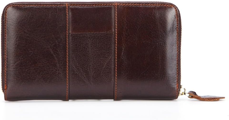 [DTEYSD] CSCDD レザーウォレットメンズスプライシングロングマネークリップオイルワックス牛革ジッパートップレイヤーレザー