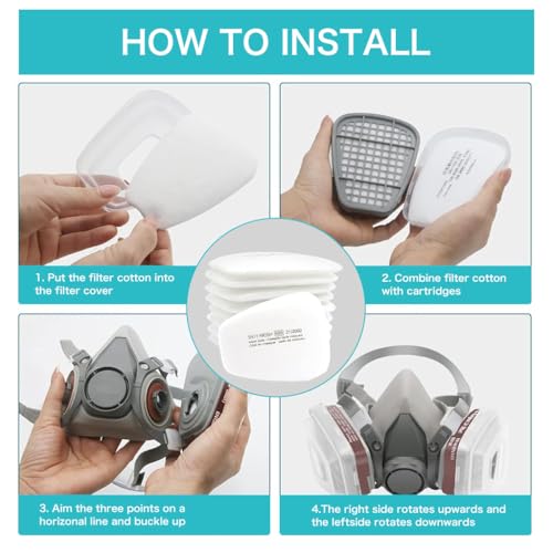 Image of Serplex 24pcs Particulate Filter Cotton Pads for 6000 Series Cartridges 501 Filter Covers and Compatible Respirators 6100 6200 6502 7501 7502 6800 FF402 with 5-Layer Filtration Carbon Filter