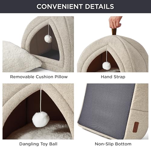 image for Bedsure Cat Beds for Indoor - 2 in 1 Cat Cave House Tent for Kittens a