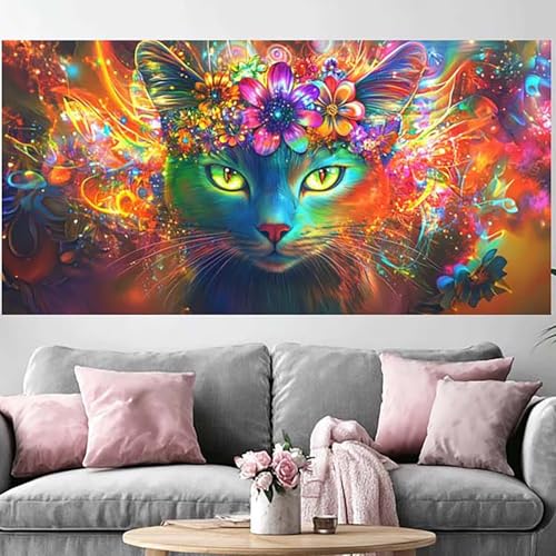 Peinture diamant fleur chat 5D pour décorer votre salon DIY