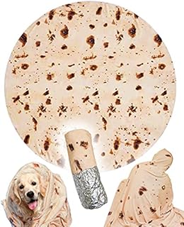 RAINBEAN Burrito Tortilla Blanket, Round Novelty Blanket Giant Human Burrito, Tortilla Throw Food Creation Wrap Blanket for Sofa Bed Outdoors Travel, Soft & Plush Giant Towel for Adults Kids 60inch
