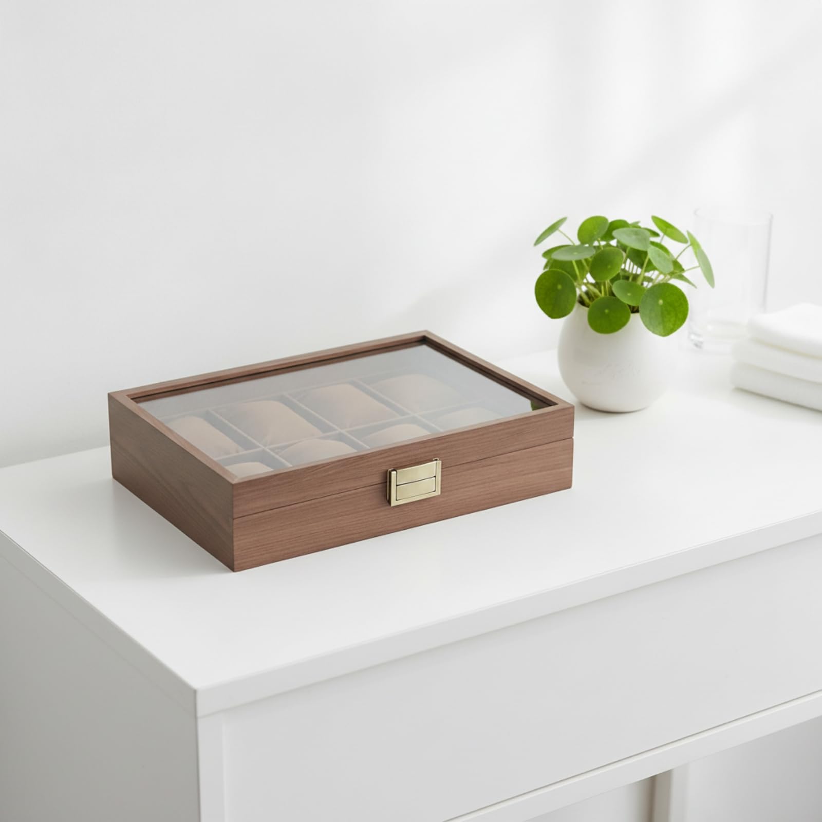 Caja Relojes con Tapa Transparente corativo Caja Expositora Relojes Elegante Organizador para Oficina