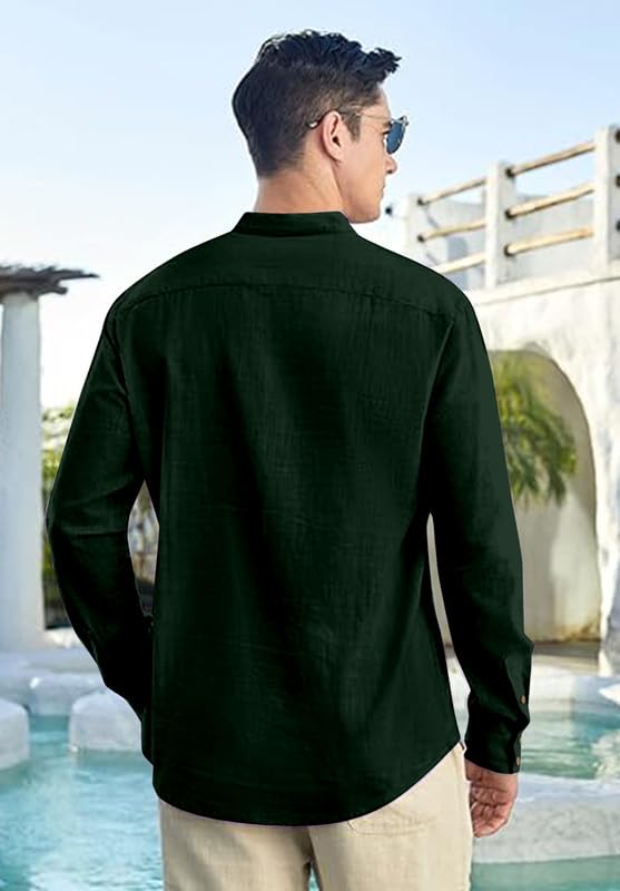 Image of Men's Printed Cotton Blend Short Kurta | Regular Fit Casual Kurta Shirt for Men with Mandarin Collar | Ethnic