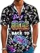 YZMI 80s Outfit for Men Back to 80s Button Up Shirts Hawaiian Neon Graphic Short Sleeve Tee Black L