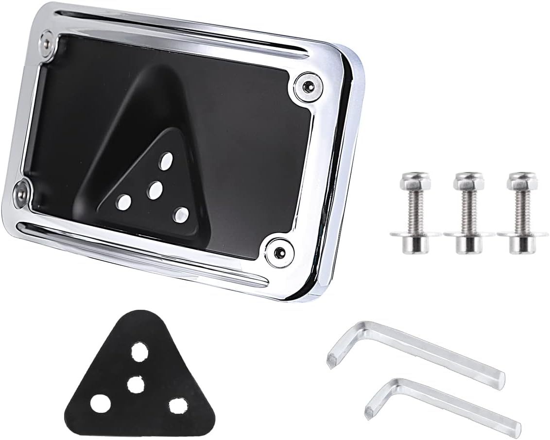 Soporte de montaje de placa de matrícula curvada negra para Harley 3 agujeros de montaje (cromo)