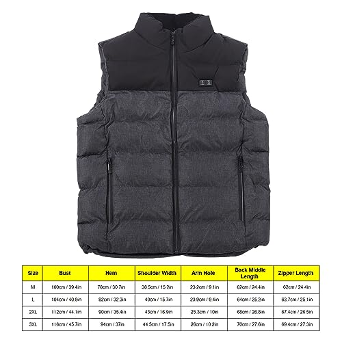 Chaleco calefactor eléctrico gris 3XL de 15 zonas para invierno 6