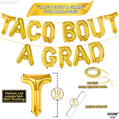 Image of KatchOn, Gold Taco Bout A Grad Balloons - 16 Inch | Foil Graduation Balloon Banner For Graduation Decorations 2026 | Taco Bout Grad Balloon For Mexican Grad Party Decorations, Graduation Decorations