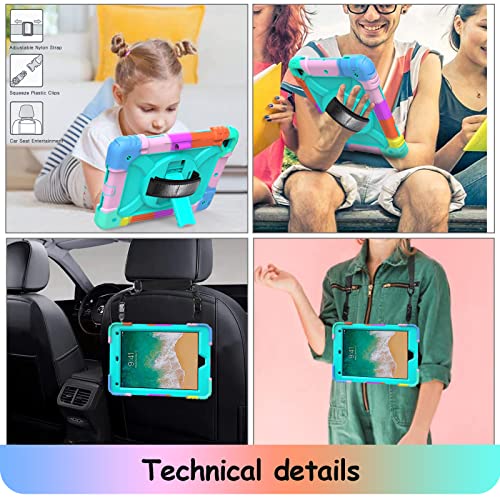 Ltrop Ipad 6Th/5Th Generation Case,Ipad Air 2 Case,Ipad 9.7 Case For Kids,Protective Ipad 9.7” Case[Shoulder Strap][Pencil Holder][Swivel Stand] Ipad 6/5 Gen(2018/2017)&Ipad Air 2/Pro 9.7, Aqua Teal #TOP6
