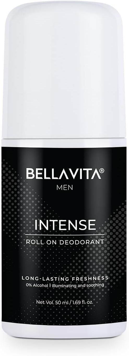 Bella Vita Organic BELLAVITA Intense Natural Underarm Roll On Deodorant for Men, Control Odour, Alcohol-Free, Antiperspirant for Long Lasting Freshness 50ml