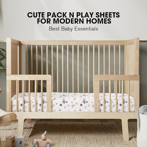 Image of Little Grape Land Pack and Play Sheets Mini Crib Sheets Soft Breathable Pack N Play Sheets, Playard Fitted Sheet 2 Pack Stretchy Fits 38 inchx26 inch Playard Mattress