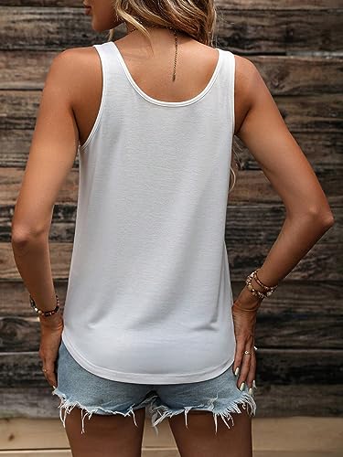 SweatyRocks Women's Scoop Neck Button Front Tank Top Casual Solid Sleeveless T Shirt2