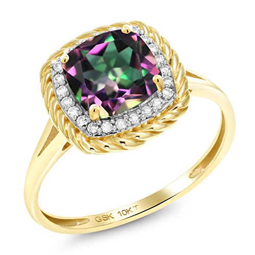 Gem Stone King 10K Yellow Gold Gemstone Birthstone and White