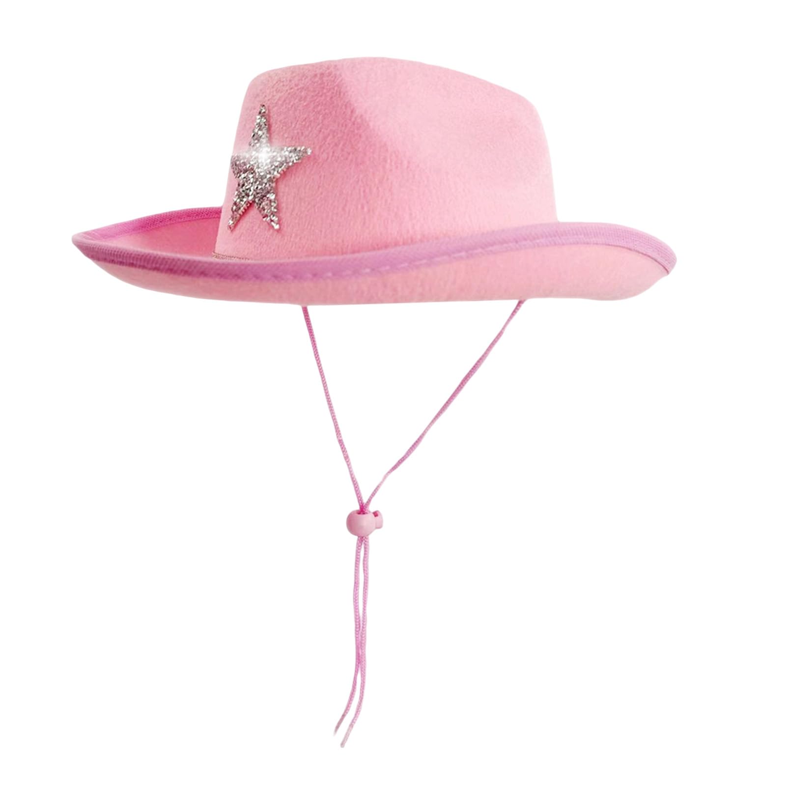 YILEEGOO Kid Western Wide Brim Felt Cowboy Hat with Sparkly Rhinestone Star (Z2-Pink, ONE Size) โ image 1