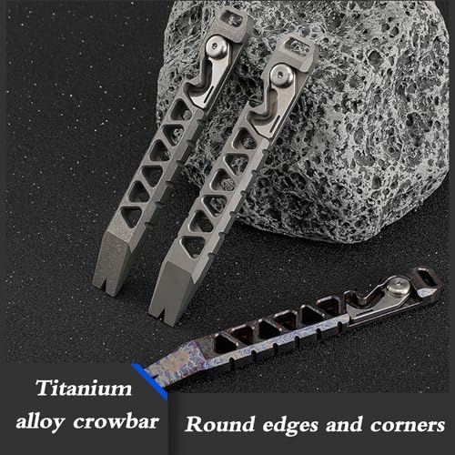 Pry Bar, Titanium Alloy Keychain Prybar with Bottle Opener/Fast Cutter Function for Outdoor Use, Grey - Image 4