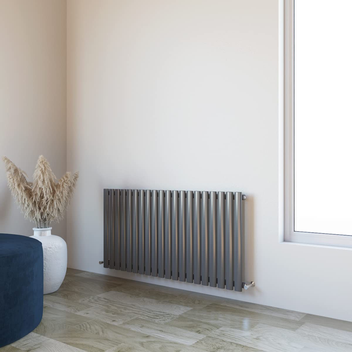 Oval Column Radiator 600x1180mm Horizontal Design Single Central Heating Anthracite Rad โ image 1