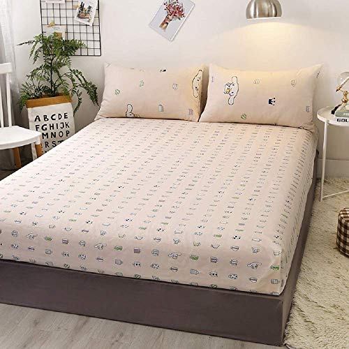 Cup Rabbit Bedding Cartoon Fitted Sheet Queen Kids Girl Pink Bedding Sheet 100% Cotton Cartoon Dogs Print Sheet Super Soft Deep Pocket Fitted Sheet for Boy Teen Queen Bed 1 Piece Bottom Sheet