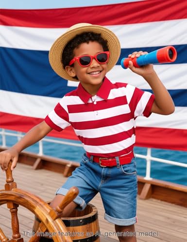 Image of COSLAND Boys' Striped Polo Shirt, Cotton Short Sleeve Shirt, X-Small-Large