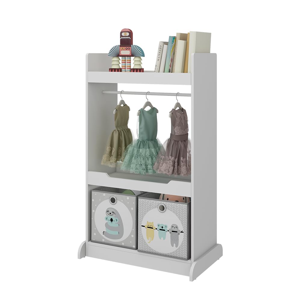 Vicco Armoire pour Enfants Conny, Blanc, 67x110cm avec Barre de Suspension et Boutons en Bois, pour Le Rangement et l’Organisation des vêtements pour Enfants